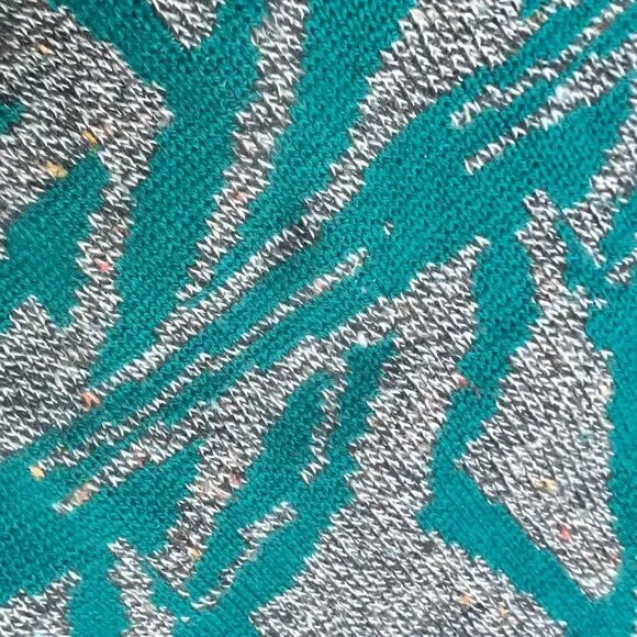 Vintage 90’s Collectif Italy Street Knit Sweater Teal Gray Abstract Size L